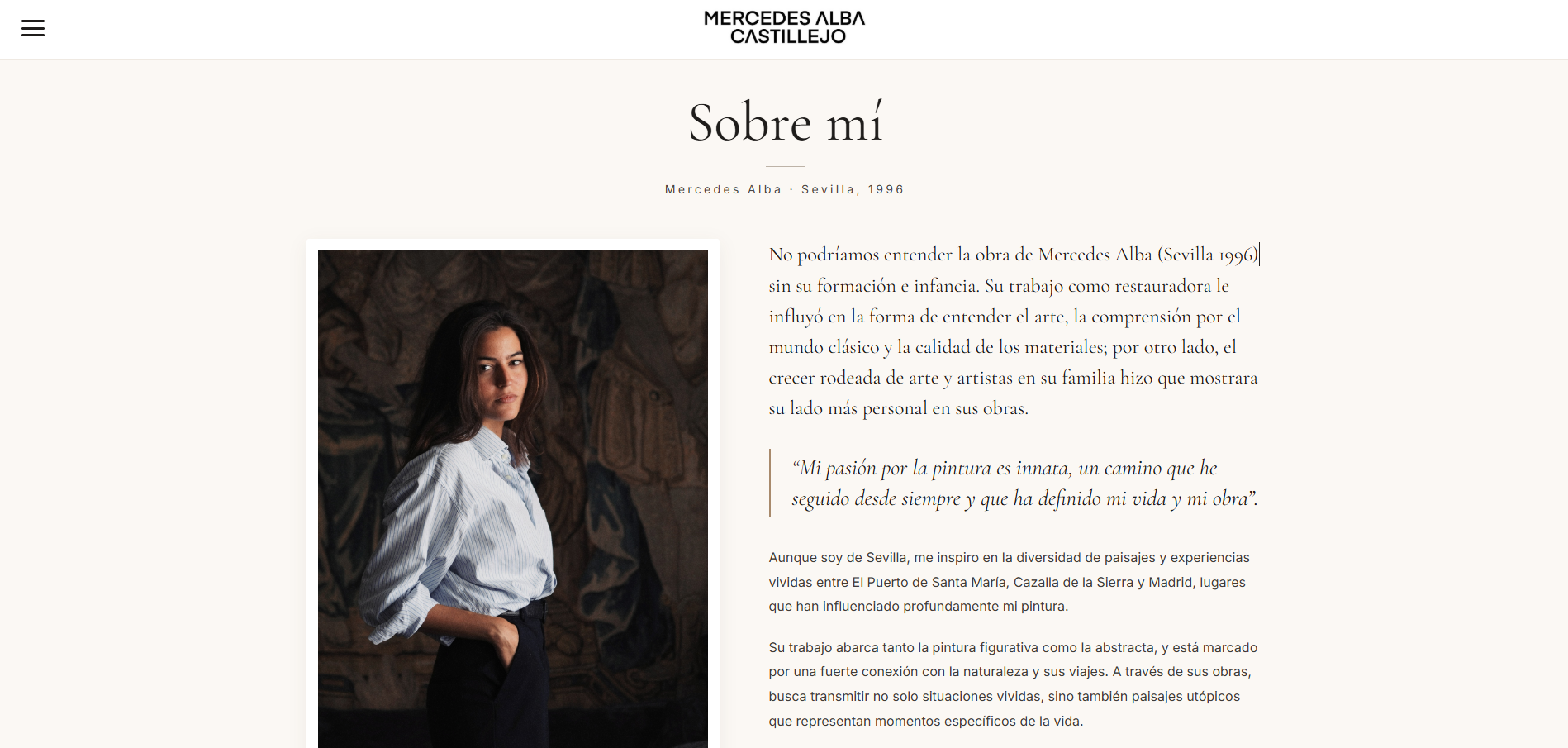 Página pública Sobre mí de Mercedes Alba Castillejo